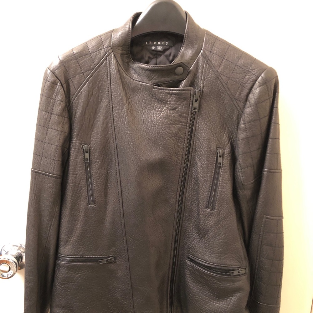Theory Lambskin Quilted Leather Jacket